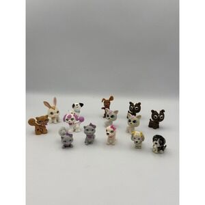 Mini Animal Toy Figures Lot of 14 Cute Dogs Cats Bunny Mixed Brands